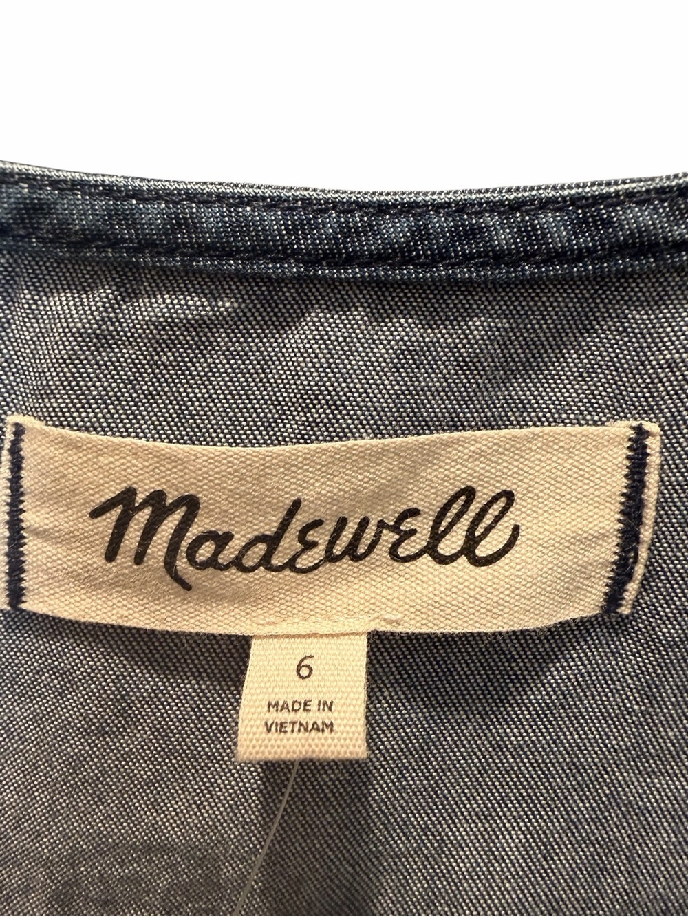 Madewell Indigo Denim Puff-Sleeve Button Front Top - Picture 5 of 6